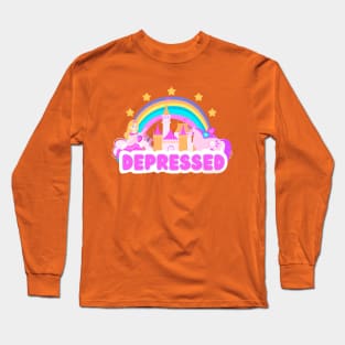 Depressed Unicorn Rainbow Long Sleeve T-Shirt